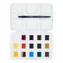 Talens Van Gogh Acuarelas Básicas en Medias Pastillas con 15 Colores, Pincel y Bandeja de Mezcla